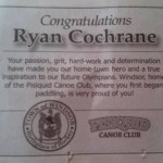 Town of Windsor certificate of recognition to Ryan